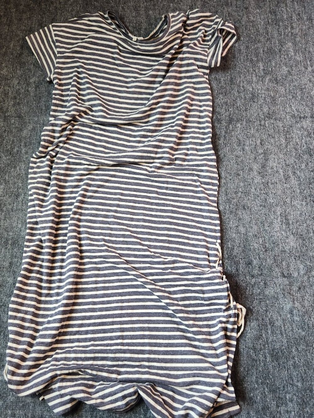 Easel Striped Knit Top Size S Navy Cream Side Tie Detail